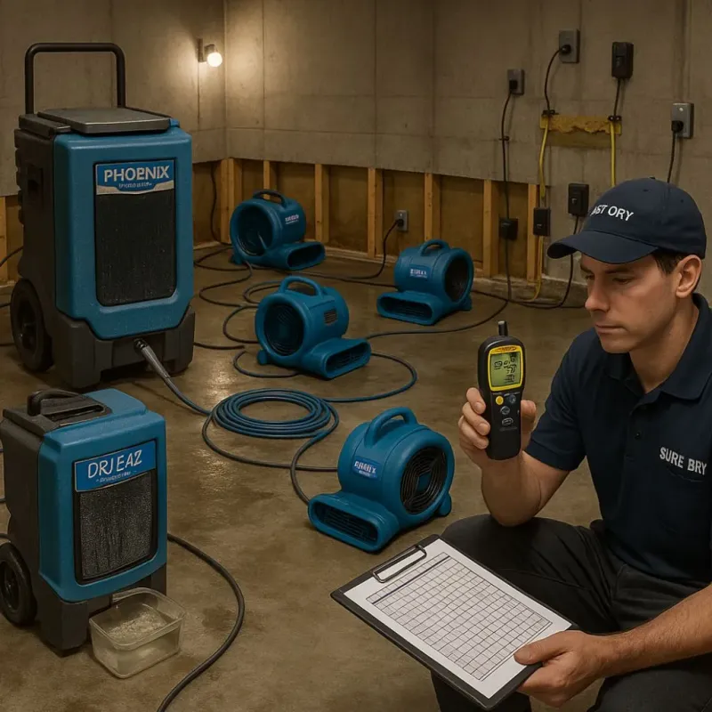 Structural Drying and Dehumidification process in West Unity, OH